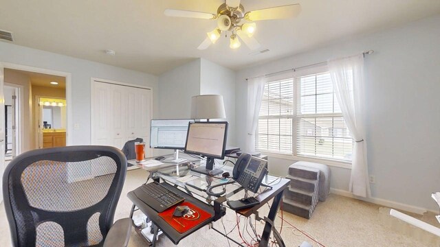 4005 Pebblebrook Ln, Champaign, IL 61822 - office featuring light colored carpet and ceiling fan