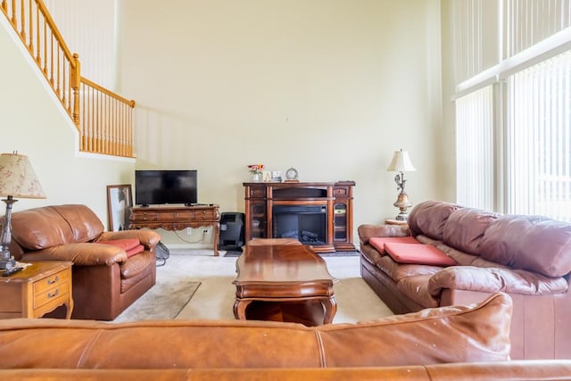 400 Bower Ln, Oswego, IL 60543 - carpeted living area featuring a towering ceiling