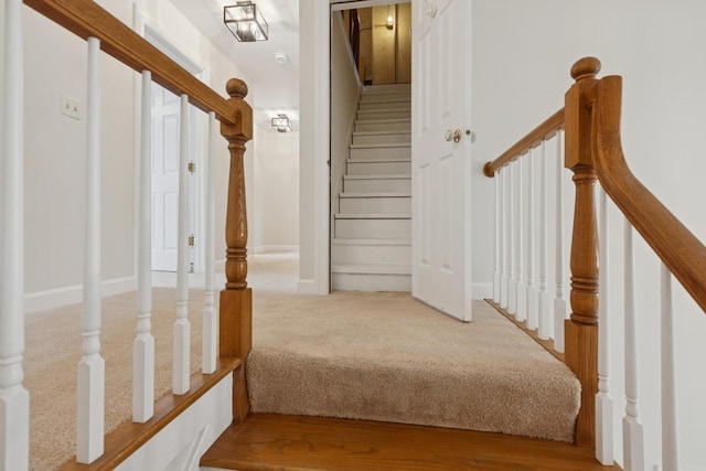 415 Fuller Rd, Hinsdale, IL 60521 - staircase featuring carpet floors and baseboards