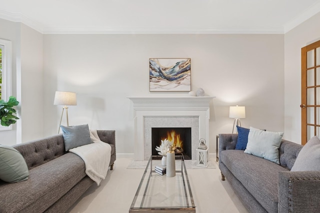 415 Fuller Rd, Hinsdale, IL 60521 - living room featuring ornamental molding and a fireplace with flush hearth