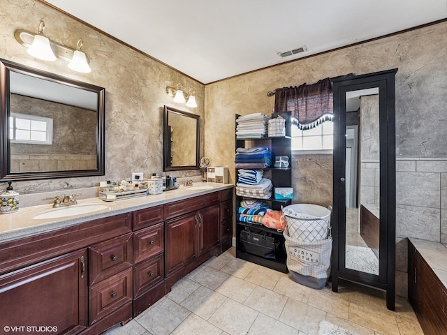 665 Cindy Ln, Wheeling, IL 60090 - full bath featuring double vanity, tile patterned floors, and a tub to relax in