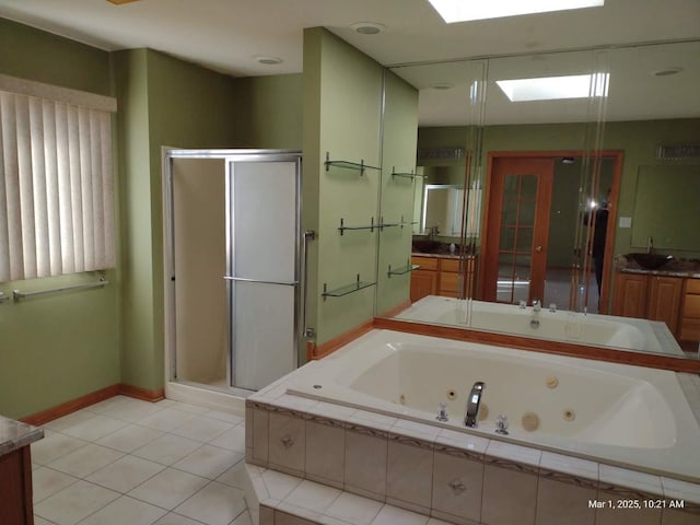 41 Manor Dr, Matteson, IL 60443 - full bath with vanity, a shower stall, and a jetted tub