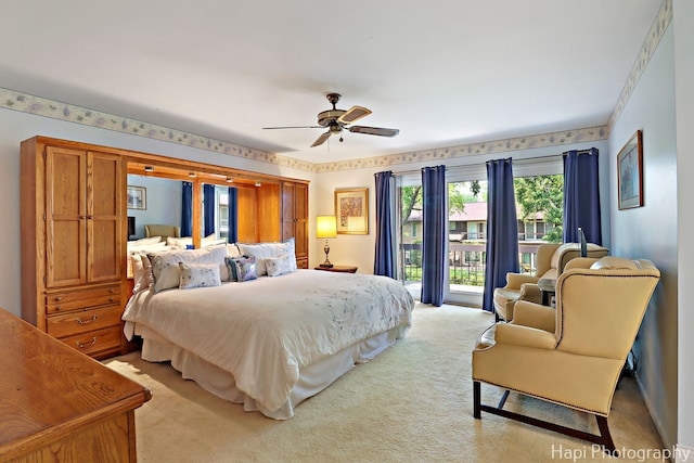 1704 Wildberry Dr Unit F, Glenview, IL 60025 - bedroom featuring light colored carpet, ceiling fan, and access to outside