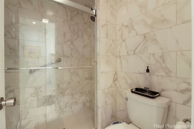 1704 Wildberry Dr Unit F, Glenview, IL 60025 - full bathroom featuring a stall shower, toilet, and tile walls