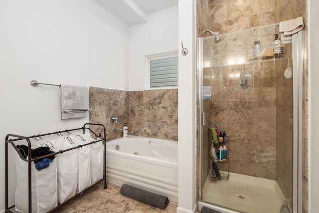 1828 N California Ave, Chicago, IL 60647 - full bathroom with a stall shower and a tub with jets