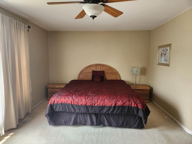 152 W Chatham Ln, Round Lake, IL 60073 - bedroom with light colored carpet, baseboards, and a ceiling fan