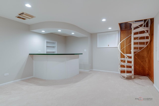 15 Highview Cir, Hawthorn Woods, IL 60047 - bar area with light carpet, recessed lighting, and baseboards