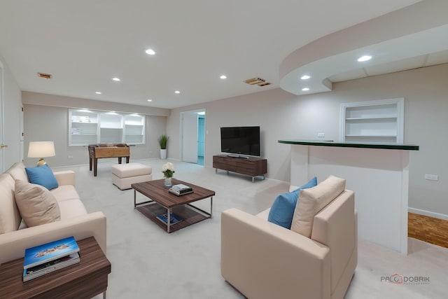 15 Highview Cir, Hawthorn Woods, IL 60047 - living room with recessed lighting, light colored carpet, and baseboards