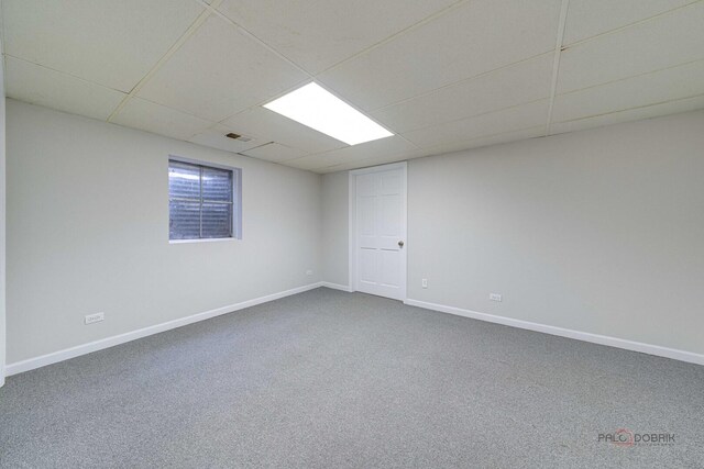 15 Highview Cir, Hawthorn Woods, IL 60047 - empty room with a drop ceiling, baseboards, and carpet floors