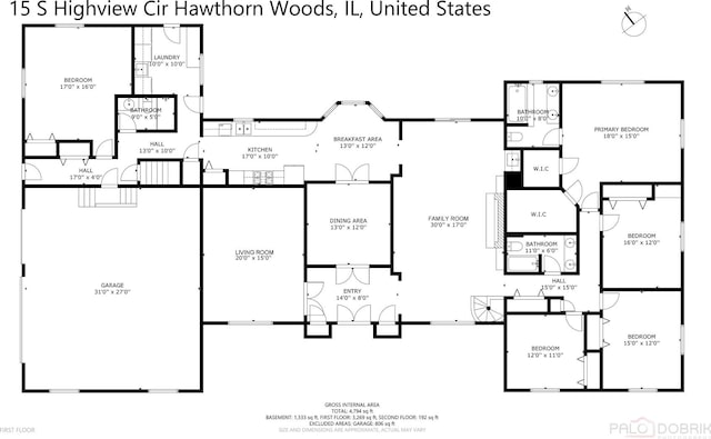 15 Highview Cir, Hawthorn Woods, IL 60047 - property floor plan