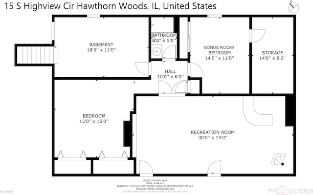 15 Highview Cir, Hawthorn Woods, IL 60047 - floor plan / room layout