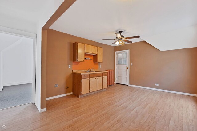 4042 N Kenneth Ave, Chicago, IL 60641 - kitchen featuring a ceiling fan, light countertops, and light wood-type flooring