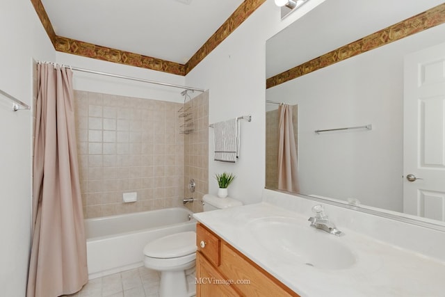 221 Willow Blvd, Willow Springs, IL 60480 - full bath featuring vanity, shower / tub combo with curtain, toilet, and tile patterned flooring
