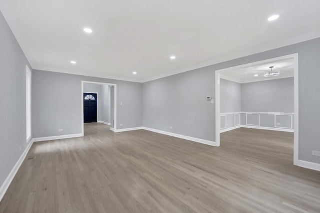 5701 Foxgate Ln, Hinsdale, IL 60521 - unfurnished room featuring crown molding, wood finished floors, and recessed lighting