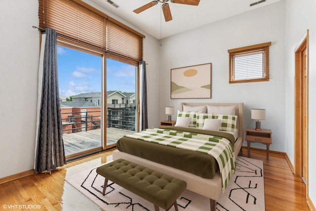 2538 W Flournoy St Unit 3, Chicago, IL 60612 - bedroom with access to outside, light wood-style flooring, and ceiling fan