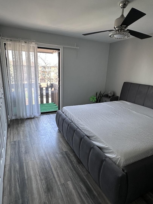 320 Sheridan Dr Unit 2C, Willowbrook, IL 60527 - bedroom with access to exterior, wood finished floors, and a ceiling fan