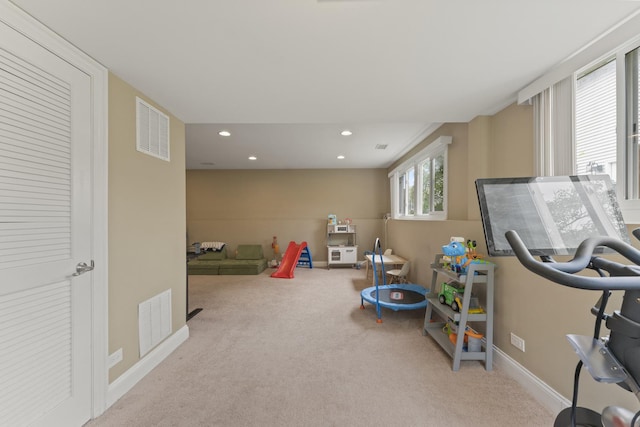 1122 N Cardinal Dr, Palatine, IL 60074 - recreation room featuring carpet floors, recessed lighting, and baseboards