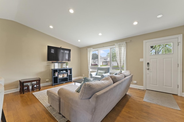 1122 N Cardinal Dr, Palatine, IL 60074 - living area featuring lofted ceiling, wood finished floors, baseboards, and recessed lighting