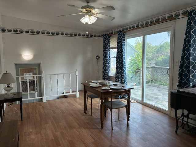 115 N Clay St, Mount Carroll, IL 61053 - dining space with ceiling fan and wood finished floors