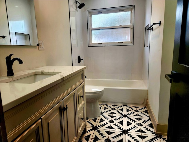 3601 W 123rd Pl, Alsip, IL 60803 - full bathroom with vanity, toilet, bathing tub / shower combination, and tile patterned floors