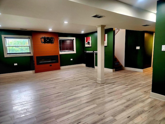 3601 W 123rd Pl, Alsip, IL 60803 - below grade area featuring baseboards, light wood-type flooring, recessed lighting, and stairway