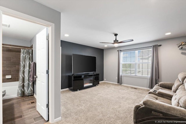 25734 Galway Ave, Plainfield, IL 60585 - carpeted living room with ceiling fan, recessed lighting, and baseboards