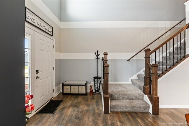 25734 Galway Ave, Plainfield, IL 60585 - entrance foyer with wood finished floors, stairs, and baseboards