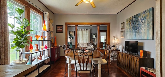 515 E Main St E, Amboy, IL 61310 - dining room with ceiling fan and dark wood-type flooring