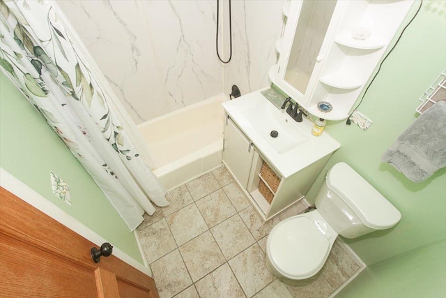 9204 Bumble Bee Dr Unit 1H, Des Plaines, IL 60016 - bathroom with vanity, toilet, and shower / bathtub combination with curtain