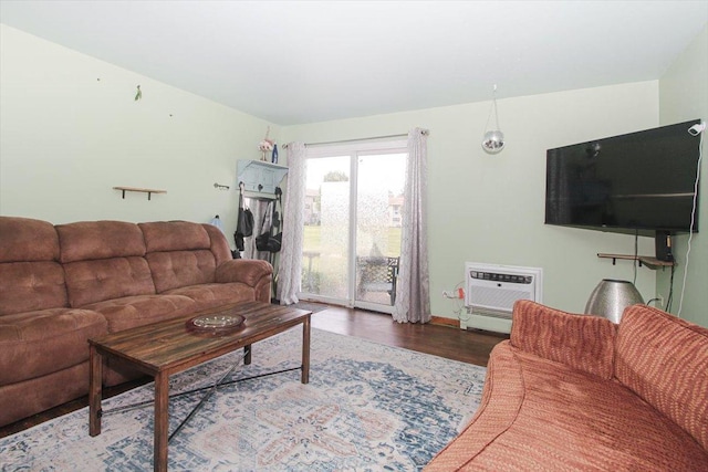 9204 Bumble Bee Dr Unit 1H, Des Plaines, IL 60016 - living area featuring wood finished floors and a wall mounted air conditioner