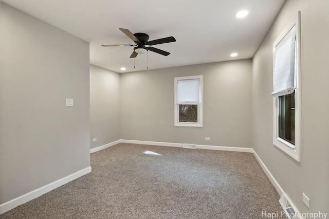 2610 S Thomas Ct, Mchenry, IL 60051 - carpeted spare room with recessed lighting, a ceiling fan, and baseboards