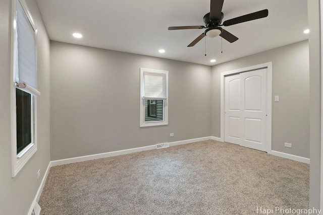 2610 S Thomas Ct, Mchenry, IL 60051 - unfurnished bedroom featuring carpet flooring, recessed lighting, a closet, baseboards, and ceiling fan
