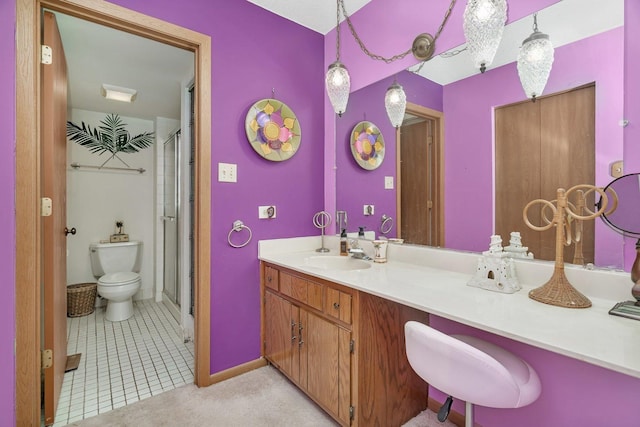 10528 Ridge Cove Dr Unit 11A, Chicago Ridge, IL 60415 - full bathroom with a shower stall, toilet, vanity, and tile patterned floors