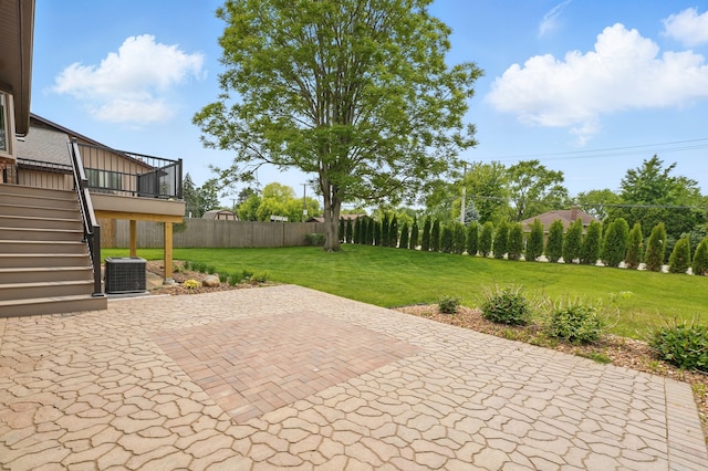 8306 Regency Ct, Willow Springs, IL 60480 - view of patio featuring stairway, a wooden deck, and central AC