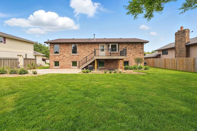 8306 Regency Ct, Willow Springs, IL 60480 - back of property with a patio area, stairway, brick siding, a deck, and central AC unit