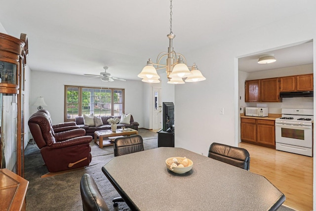 1705 N Donovan St, Mchenry, IL 60050 - dining area with a chandelier, light wood finished floors, and ceiling fan