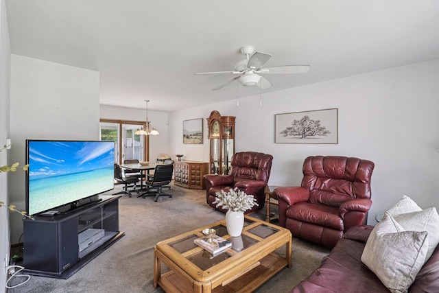 1705 N Donovan St, Mchenry, IL 60050 - carpeted living area featuring ceiling fan and a chandelier