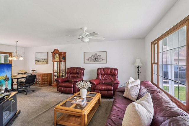 1705 N Donovan St, Mchenry, IL 60050 - carpeted living area with healthy amount of natural light, a desk, and ceiling fan
