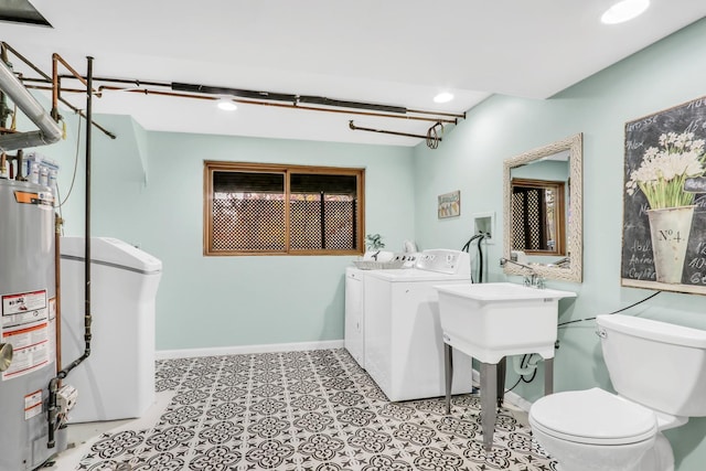 25911 W Highpoint Rd, Ingleside, IL 60041 - full bath featuring separate washer and dryer, water heater, toilet, baseboards, and recessed lighting
