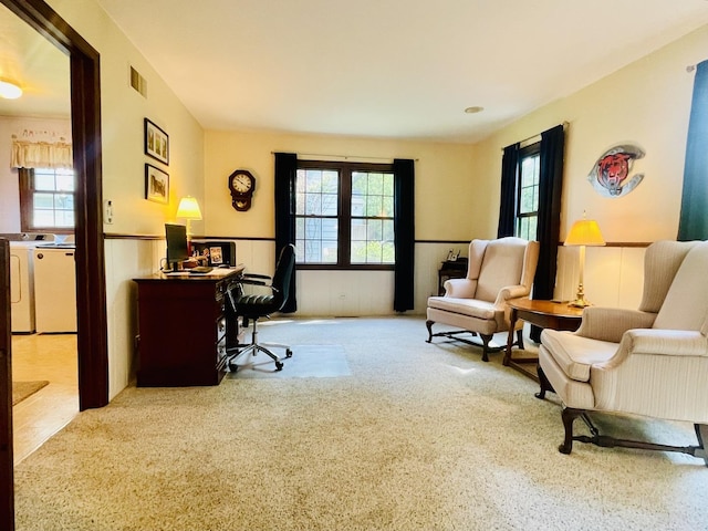 17581 W Summit Dr, Grayslake, IL 60030 - carpeted office with independent washer and dryer, healthy amount of natural light, and a wainscoted wall