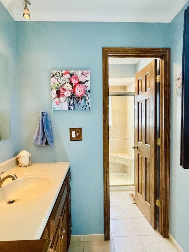 17581 W Summit Dr, Grayslake, IL 60030 - full bathroom featuring vanity, a shower stall, and tile patterned flooring