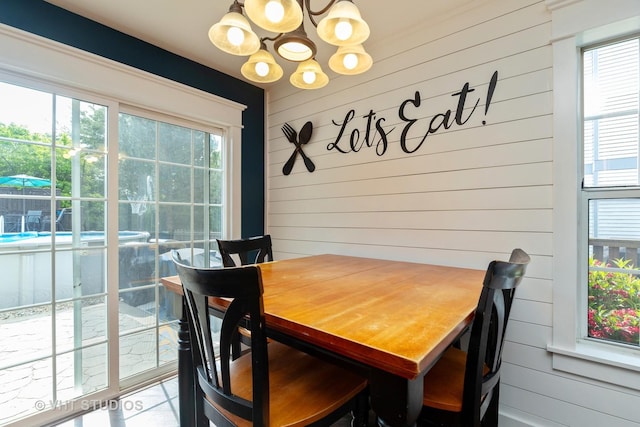 1544 Birmingham Ln, Crystal Lake, IL 60014 - dining area featuring wooden walls and a chandelier