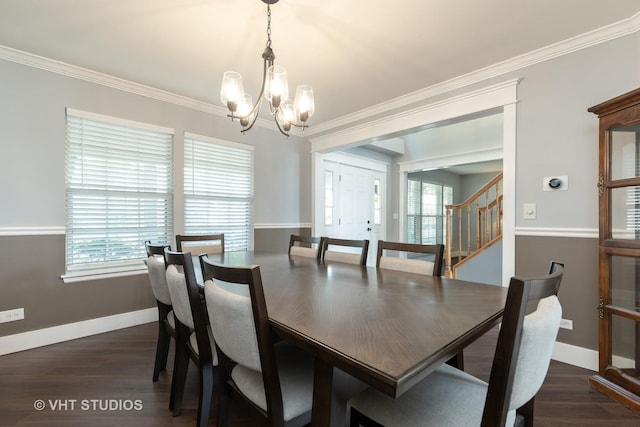 1544 Birmingham Ln, Crystal Lake, IL 60014 - dining space with a chandelier, plenty of natural light, stairway, crown molding, and baseboards