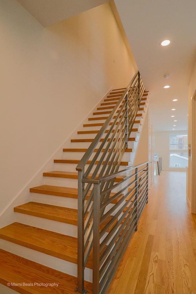 6123 S Ellis Ave, Chicago, IL 60637 - staircase with recessed lighting and wood finished floors