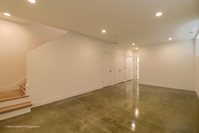 6123 S Ellis Ave, Chicago, IL 60637 - basement with recessed lighting, baseboards, and stairway