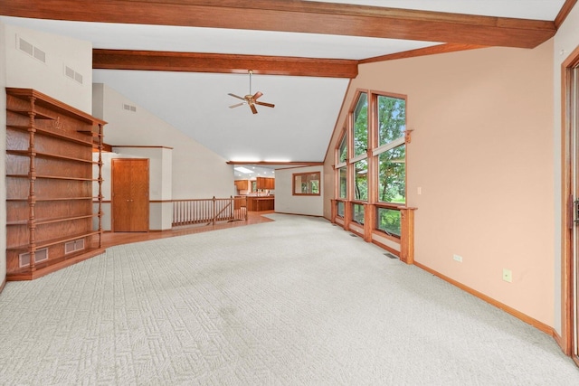 9316 Pine Needle Pass, Bull Valley, IL 60097 - unfurnished room with beam ceiling, carpet, and high vaulted ceiling