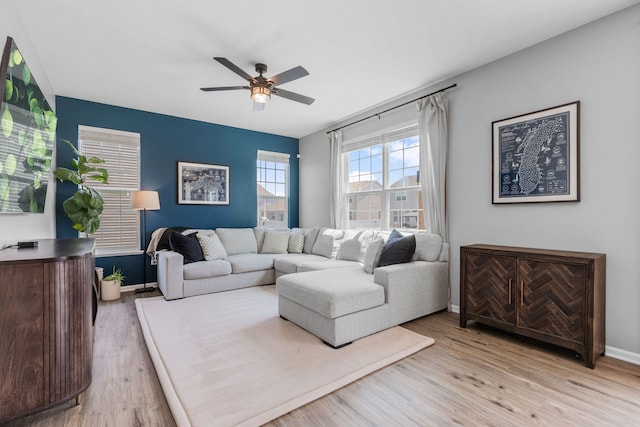 219 Conway St, Elburn, IL 60119 - living area featuring light wood-style floors and ceiling fan