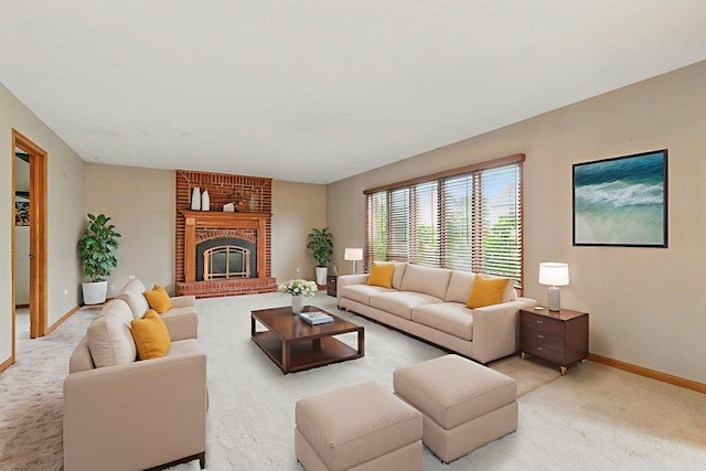 1650 Chauser Ln, Woodridge, IL 60517 - living area featuring baseboards, light carpet, and a fireplace