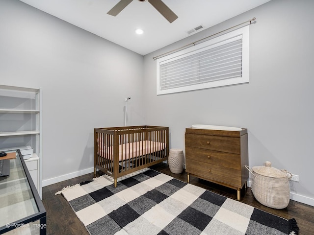1229 N Cleaver St Unit 1, Chicago, IL 60642 - bedroom featuring wood finished floors, a ceiling fan, a nursery area, and recessed lighting