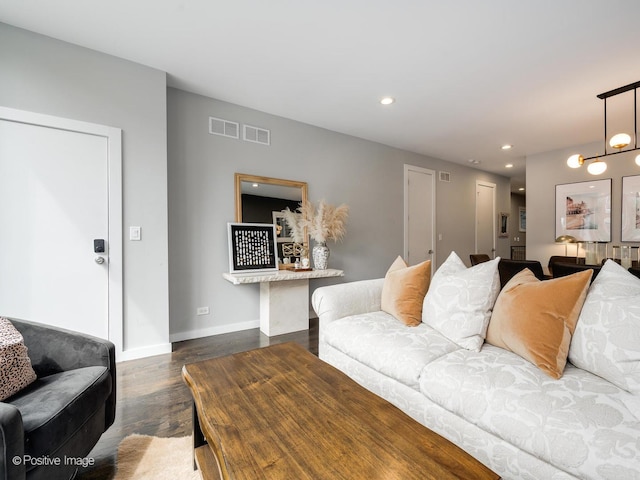 1229 N Cleaver St Unit 1, Chicago, IL 60642 - living area with dark wood-style flooring and recessed lighting